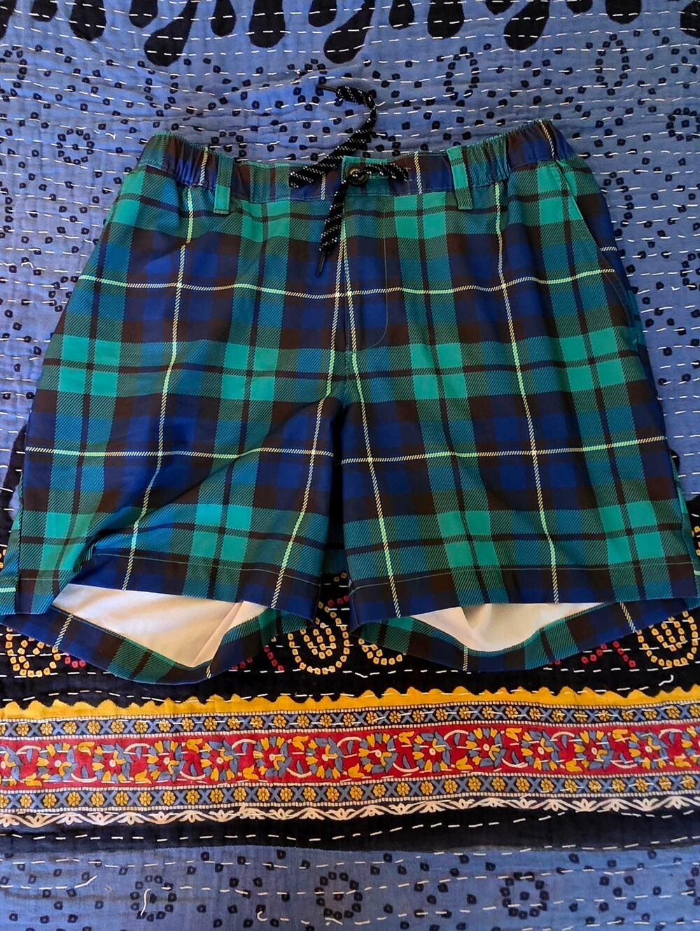Chubbies Brand Men's Plaid Swim Shorts in Teal & Navy